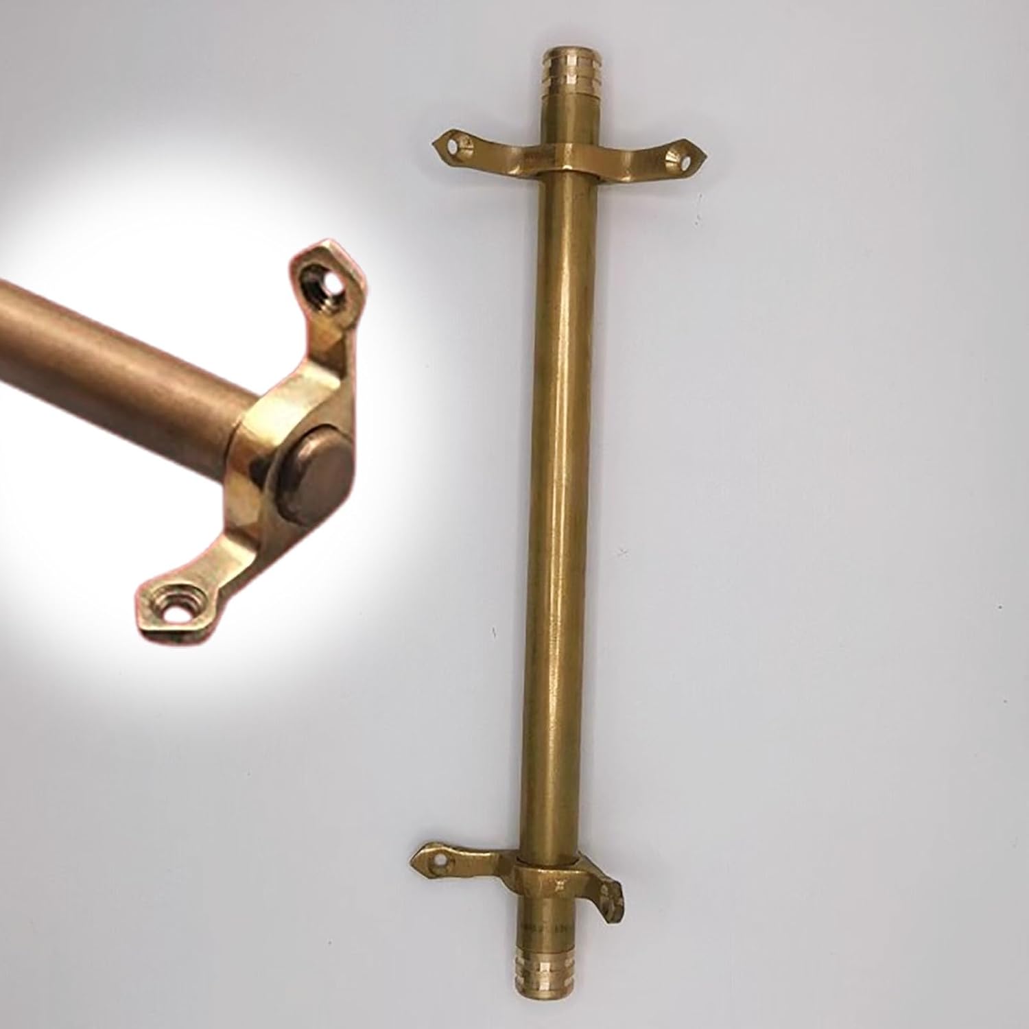 Decorative Brass Stair Rods for Carpet Runners, 20-44 Inch Adjustable Gold Non-Slip Brackets for Wooden Steps, Custom Size Available (1pc, 26in/66cm)