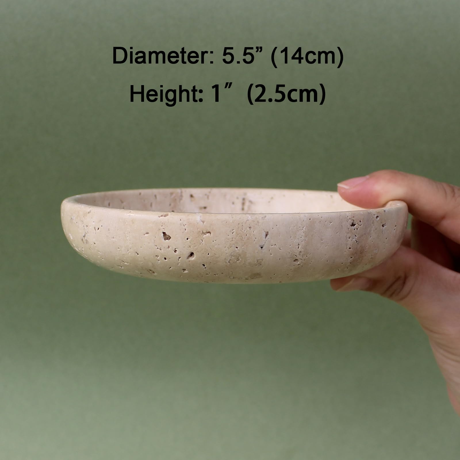 Piatto per gioielli in travertino beige naturale, 12 cm, piatto per anello e orecchini, regalo per donna figlia