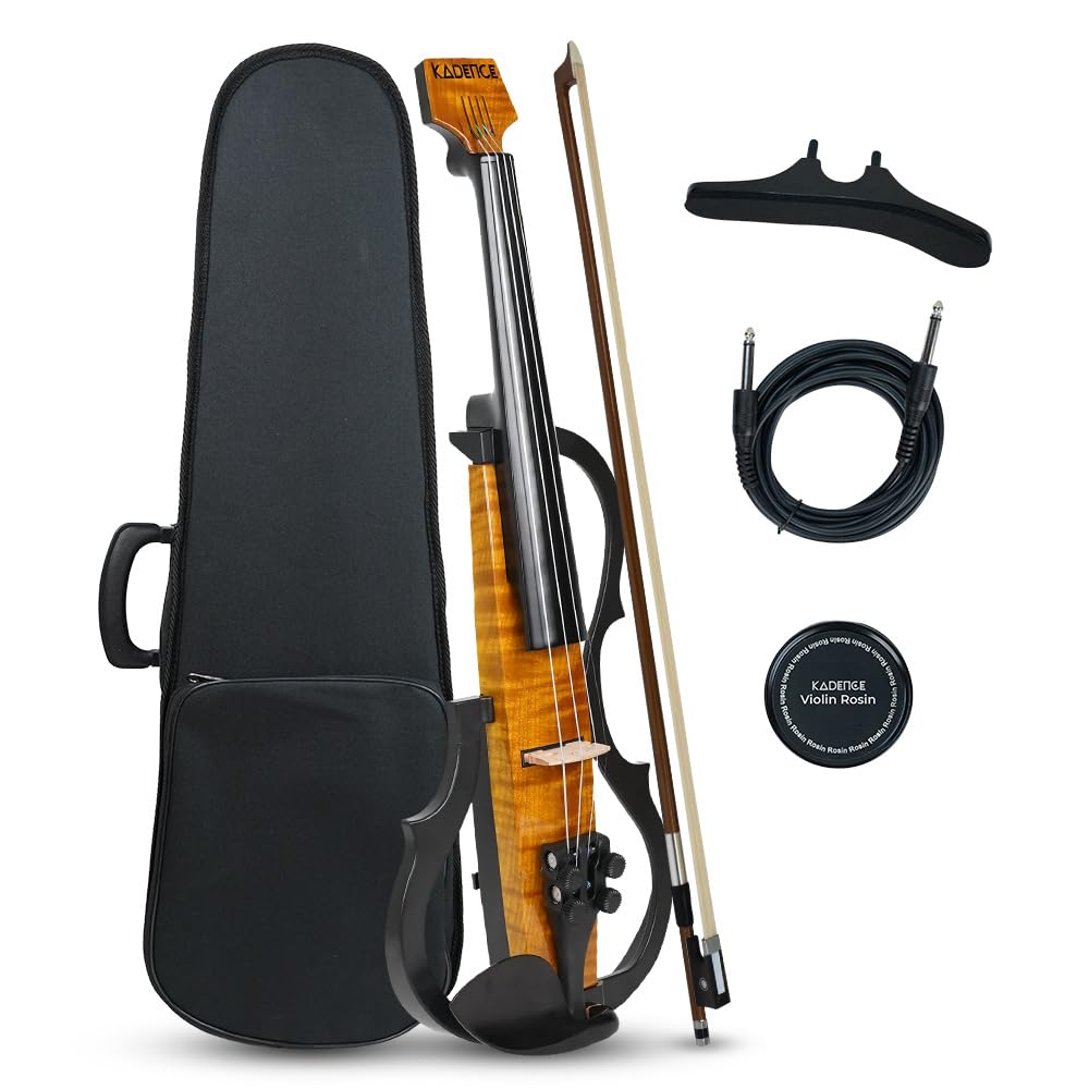 Kadence Premium Headless Electric Violin 4/4 Full Size | Professional Silent Electric Violin with Built-in Pickup | Electric Fiddle for Adults & Teens | Ideal for Practice, Stage & Recording-image-4