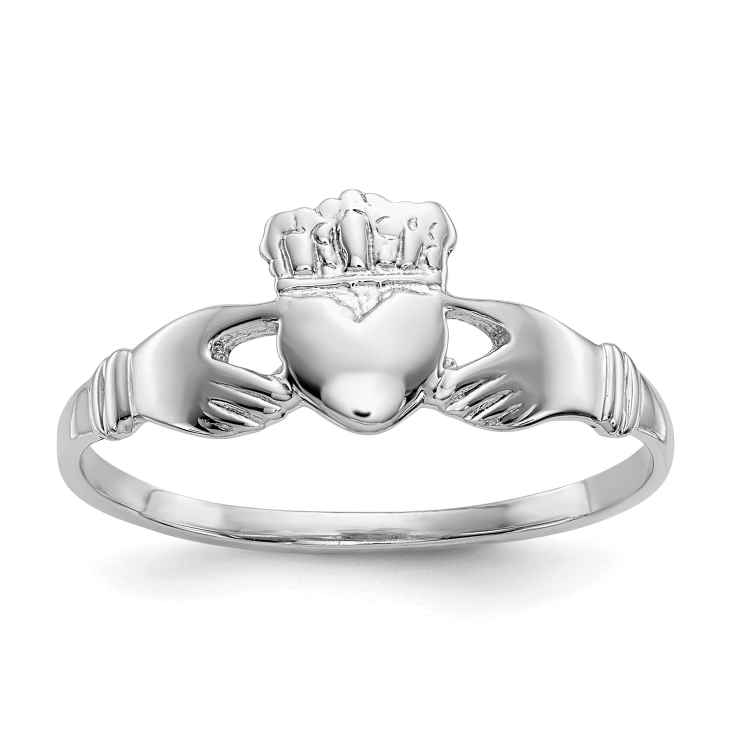 14k White Gold Womens Claddagh Ring Size 6