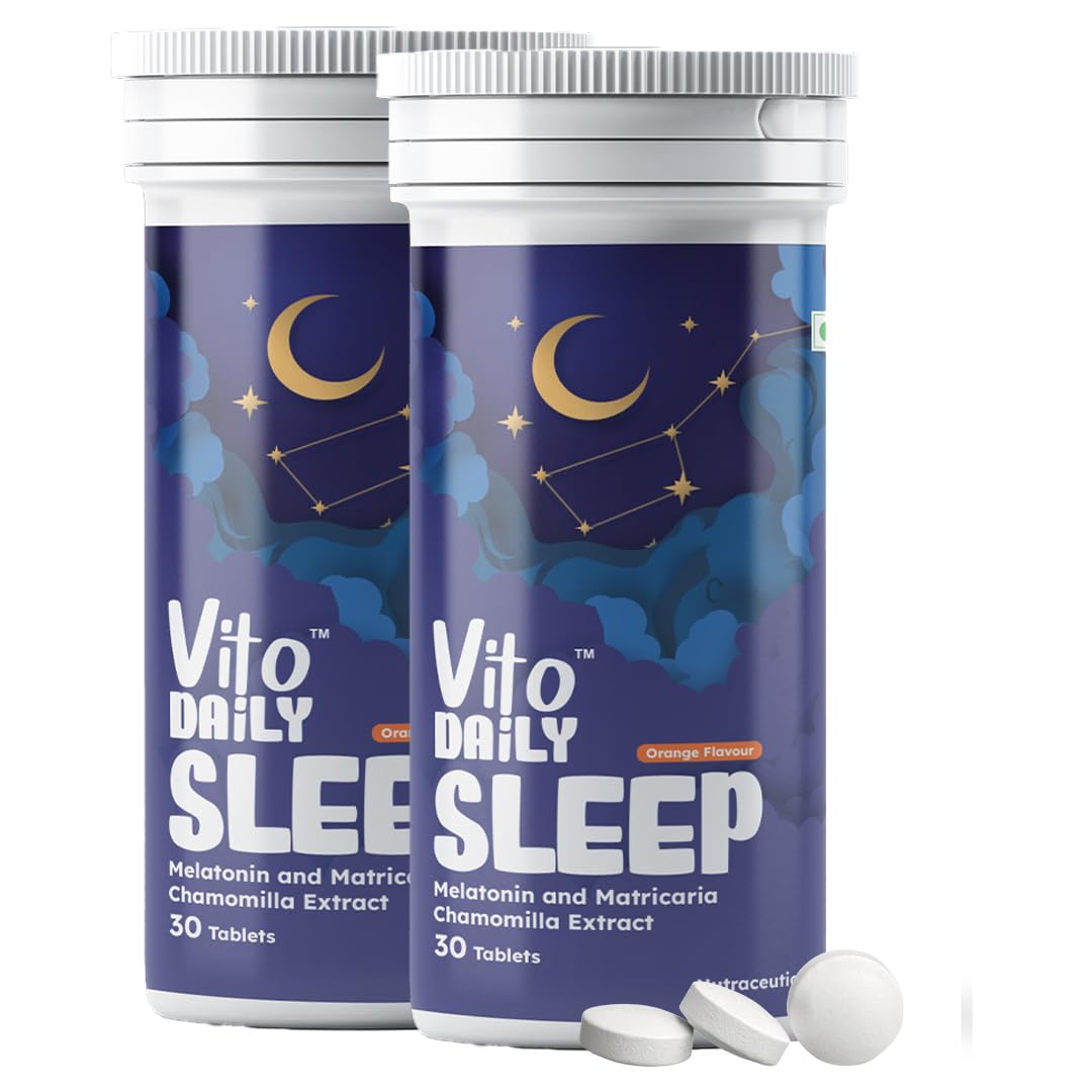 Vito Daily Melatonin Sleeping Tablet - Chamomile Extract Plant Based Fast Dissolve tablets - Supplements For Deep Sleep & Personal Wellbeing - Balances Natural Sleep Cycle - 60 tablet (Pack of 2) (B0CL1YCW3J) Amazon Price History, Amazon Price Tracker