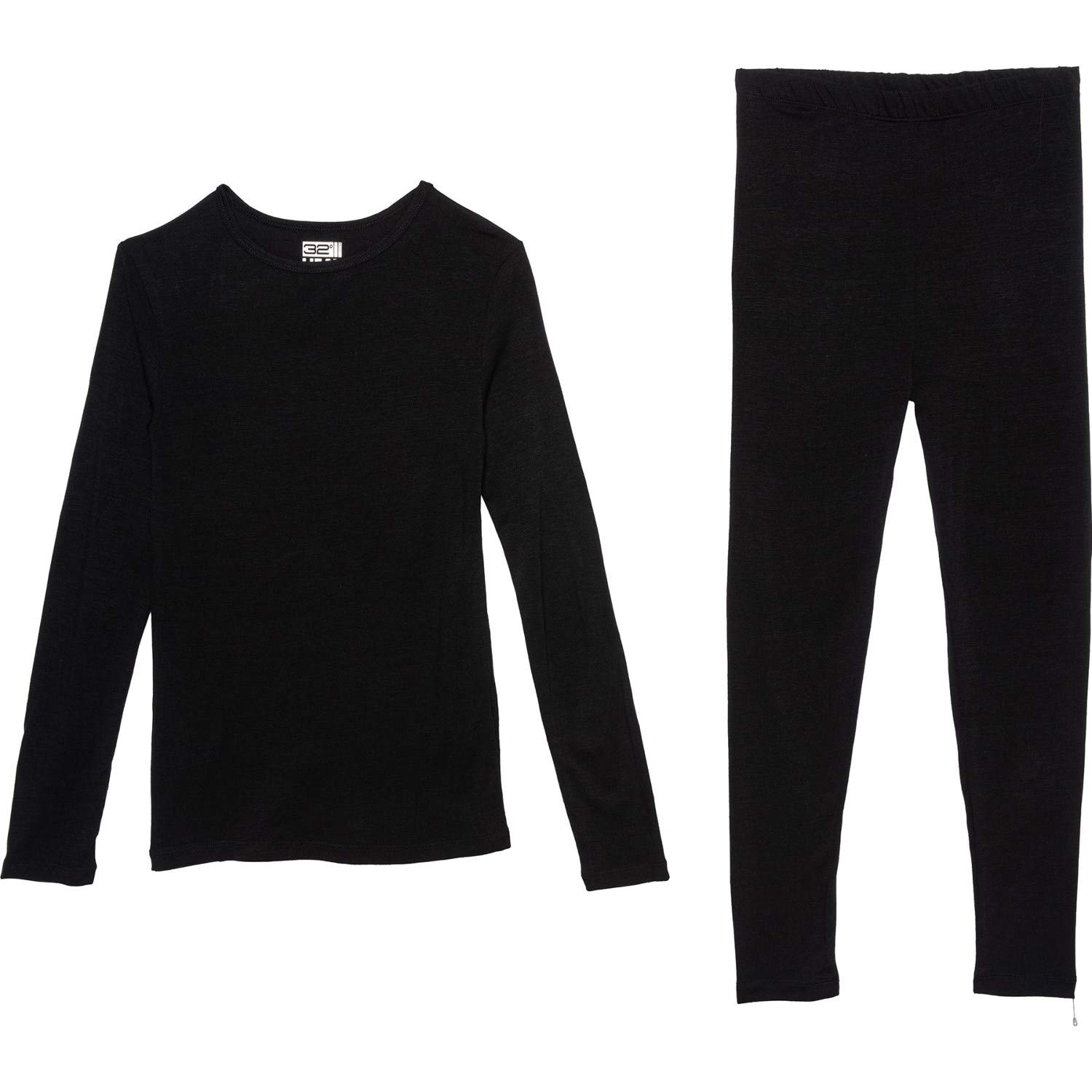 32 DEGREES Kid's Heat Base Layer Set, Jet Black, Medium