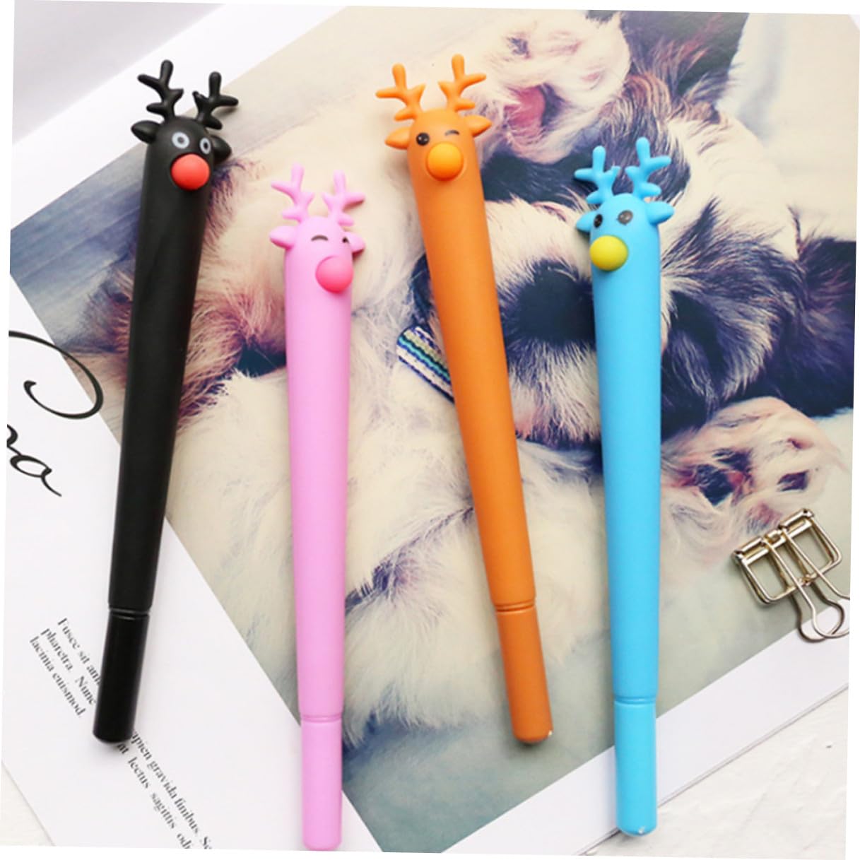DOITOOL 32 Piezas Bolígrafos de Tinta Azul con Diseño de Negro Marrón Azul y Rosa para Estudiantes de Primaria Escritura y Regalo para Oficina y Escuela
