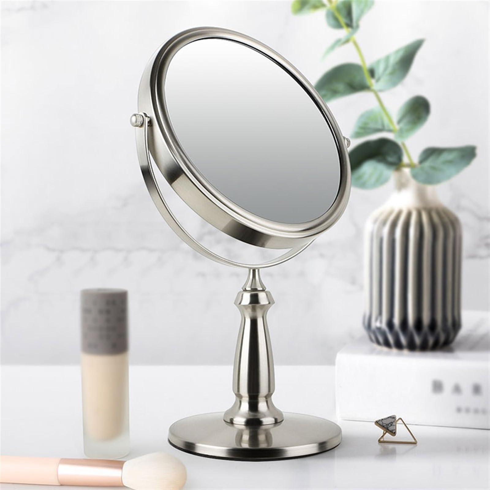 lusterko， Lustro do makijażu HD Metalowe dwustronne powiększające Lustro do makijażu na biurko Lustro do makijażu do sypialni w domu Lustro do makijażu na biurko Lustro kosmetyczne