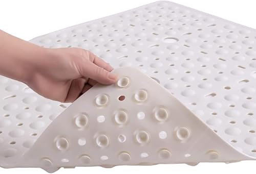 Miniatura 2 de ENKOSI Tapete de ducha cuadrado de 27 x 27 pulgadas, tapete antideslizante para ducha de baño para suelos de ducha lisos, tapete de baño cuadrado