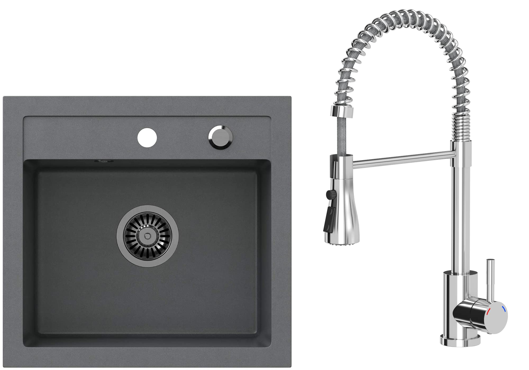 Fregadero Cocina 54*49*20 CM,para Empotrar/en Flor PlanCon Dispensador De Jabon Plata Grifo Cocina Cromado Giratorio 360 Agua Fria Caliente 91952977