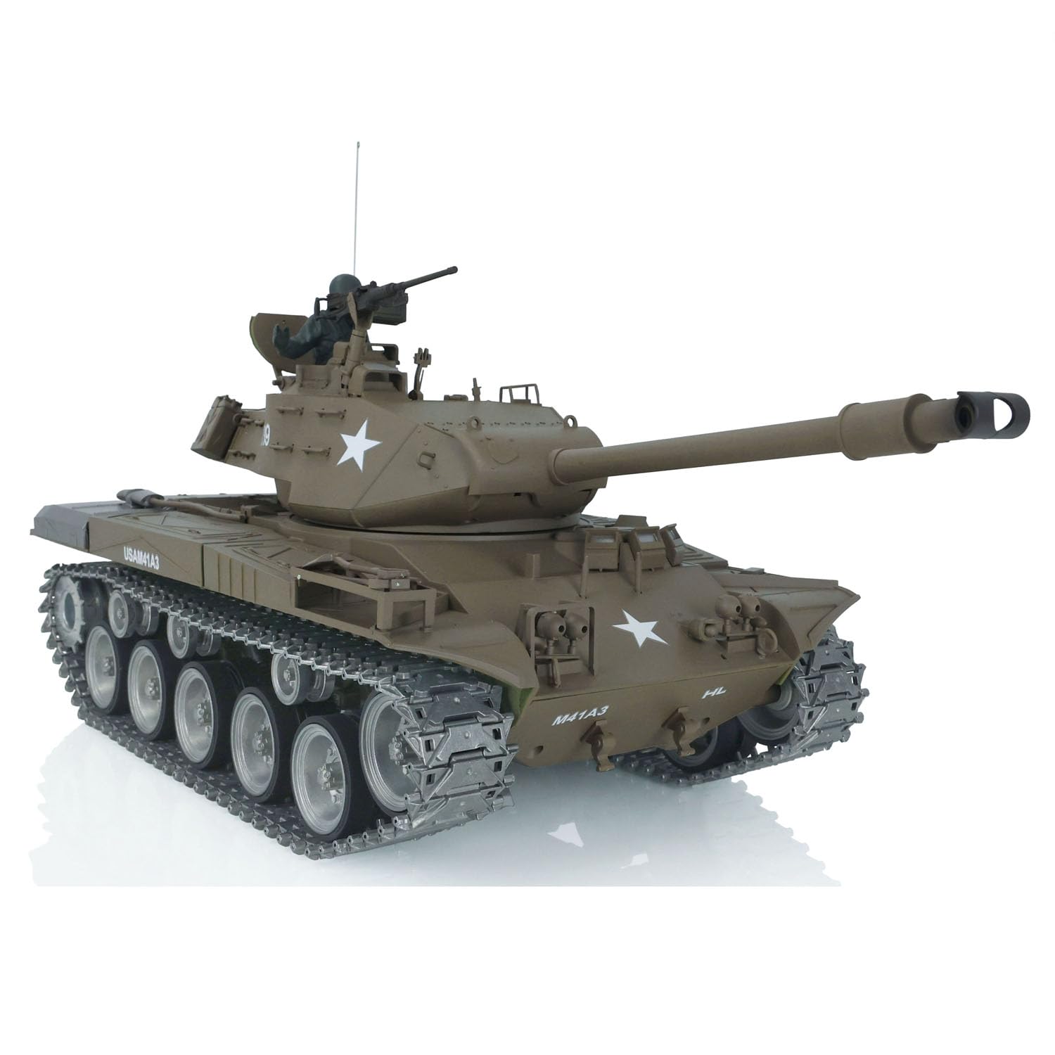 Heng Long US in Stock, RC Tank 1/16 7.0 Customized Walker Bulldog RTR 3839 Idle Smoking Metal Tracks Wheels 360° Rotating Turret Infrared Combat BB