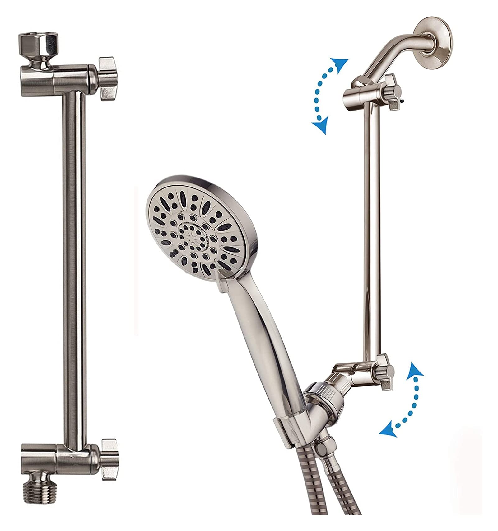Durable 11 "Brazo de extensión de Ducha Ajustable de latón sólido con Juntas de Bloqueo Inferior o elevar la Ducha de Mano a su Altura Wearable (Color : Chrome, Size : 11 Inch)