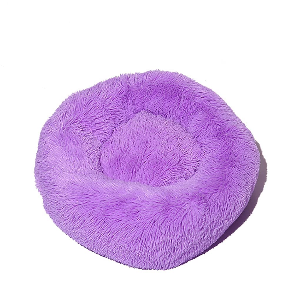 Lukery Dog Cat Donut Bed, Fluffy Plush Puppy Kitten Cuddler Round Bed, Warm and Soft Pet Cosy Anti Anxiety Beds for Small/Medium/Large Dogs (80CM,Purple)