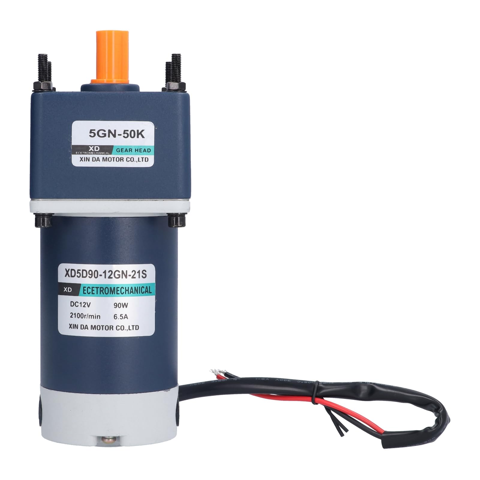 Motorreductor de Engranajes de 12V CC 90W, CW CCW 10-600 RPM (50K)