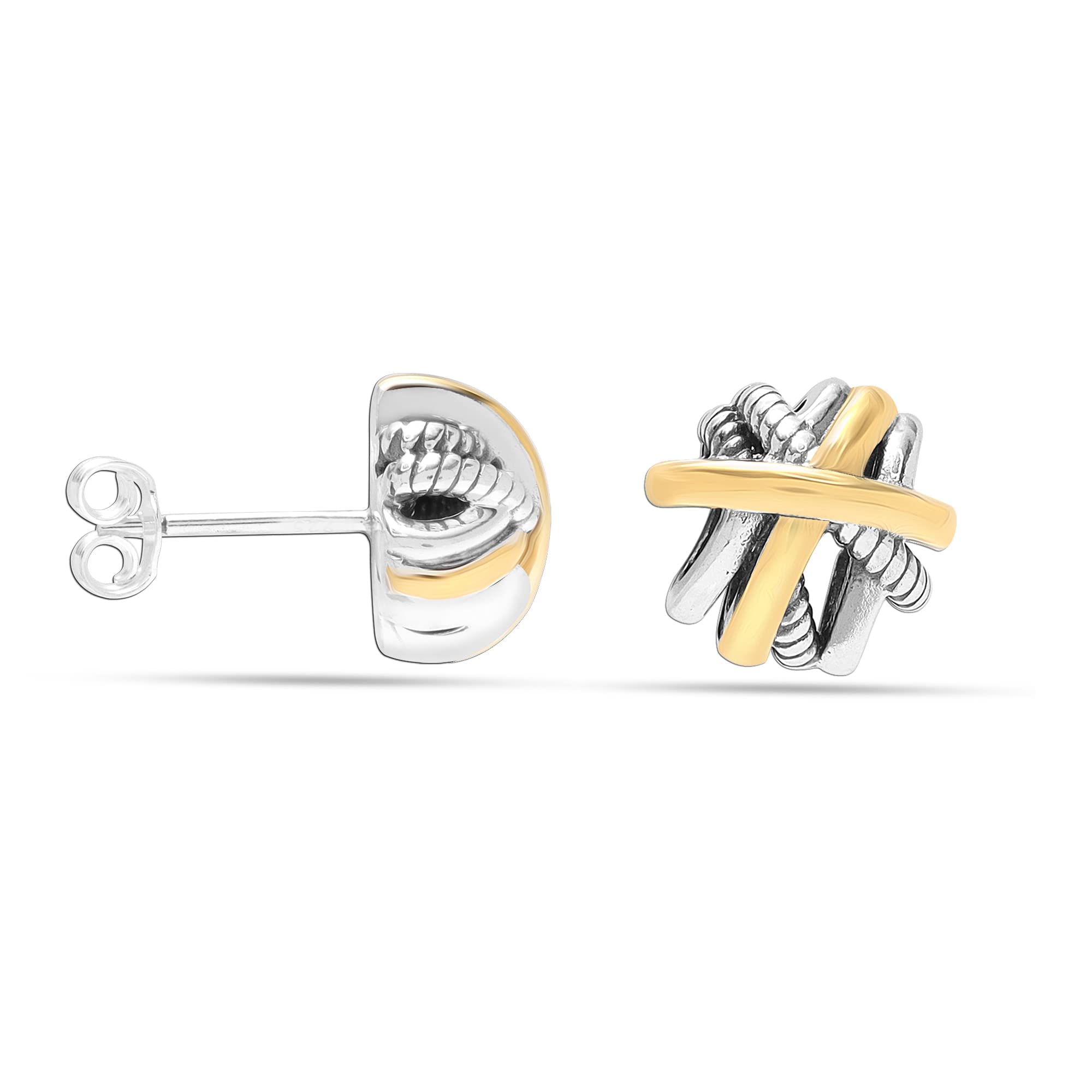 LeCalla 925 Sterling Sliver BIS Hallmarked 18K Gold-Plated Crossover Stud Earrings for Women and Girls (B09VNYHS27) Amazon Price History, Amazon Price Tracker