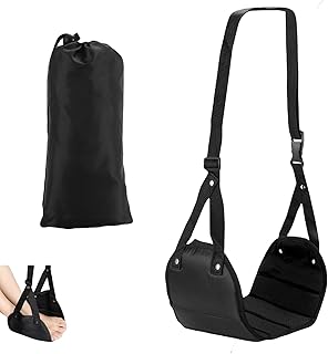 1 Piece Foot Rest Airplane Footrest Adjustable Travel Foot Rest Airplane Foot Rest Soft Black Hanging Foot Rest for Airplane Travel for Relaxation Under Airplane Home Office