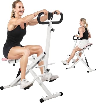 Squat Machine, Squat Assist Trainer with Adjustable12 Level Resistance, Foldable Squat Ride Rowing Machine for Home, Full Body Workout Gym for Glutes Legs Workout, 350 LBS Capacity