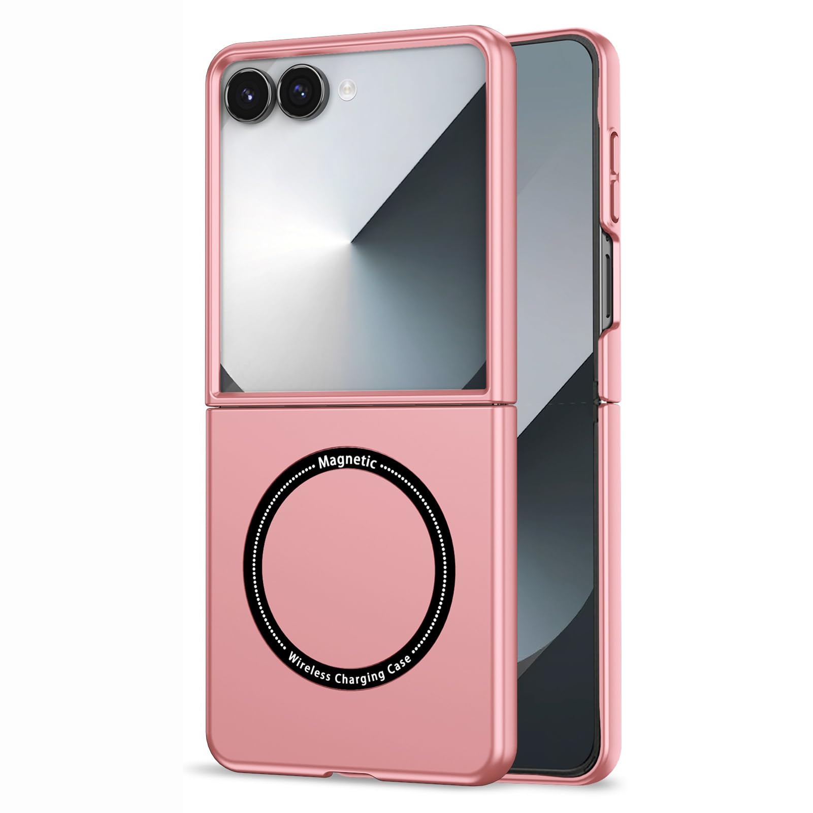 LUOTANL Magnetic Case for Samsung Galaxy Z Flip 8, Wireless Charging Shockproof Frosted Anti-Slip Grip Hard Shell,Pink,Flip 8
