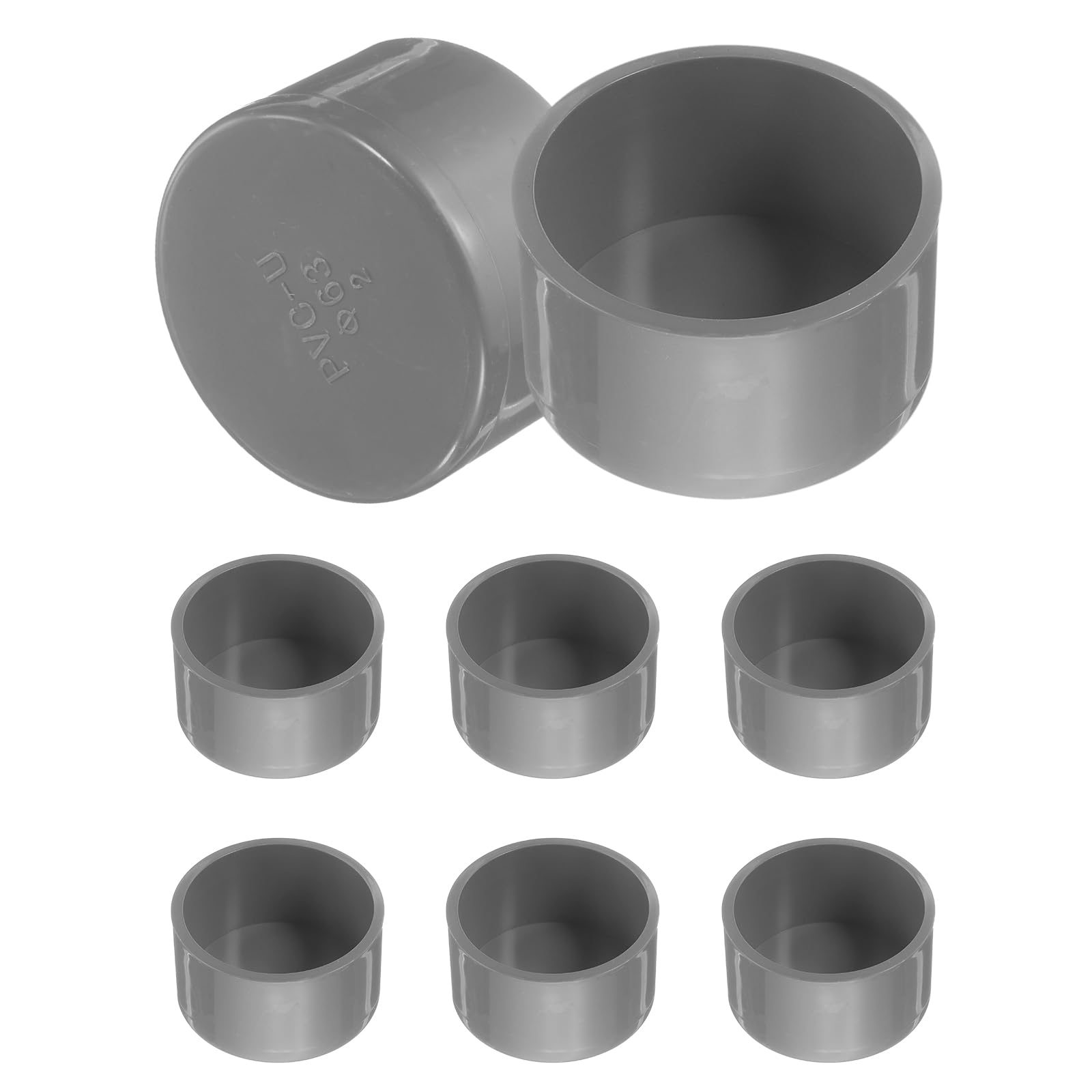 sourcing map Lot de 8 embouts de tuyau en PVC, 63 mm, ID de qualité meuble, adaptateur pour raccords de tuyaux de vidange d'égout, étagère de jardin, gris