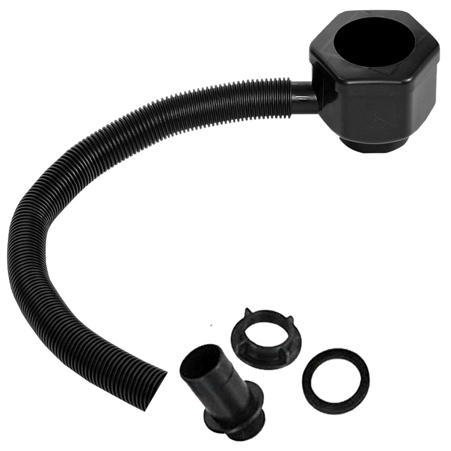 Pluto Packaging Black Easy To Attach Round & Square Standard Water Butt Diverter Filler Kit