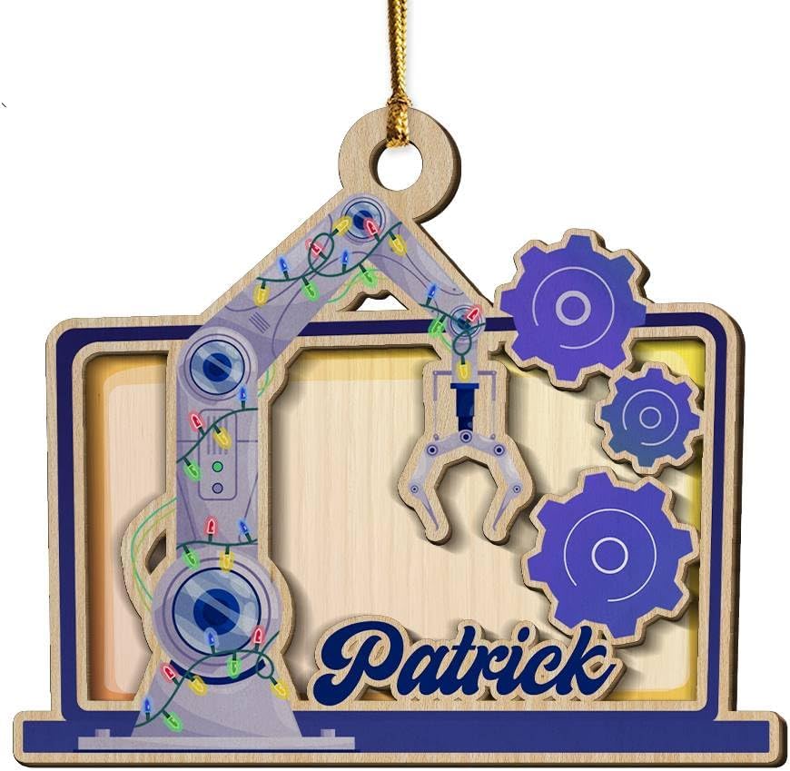 Personalized Industrial Robotics Arm 2-Layer Wood Christmas Ornament For Robotics Lovers Christmas Tree Decor Gifts Car Hanging Ornaments Housewarming Keepsake