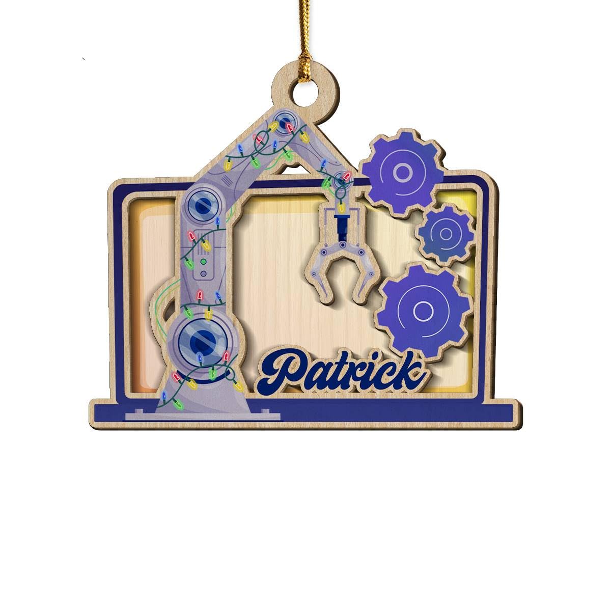 Personalized Industrial Robotics Arm 2-Layer Wood Christmas Ornament For Robotics Lovers Christmas Tree Decor Gifts Car Hanging Ornaments Housewarming Keepsake