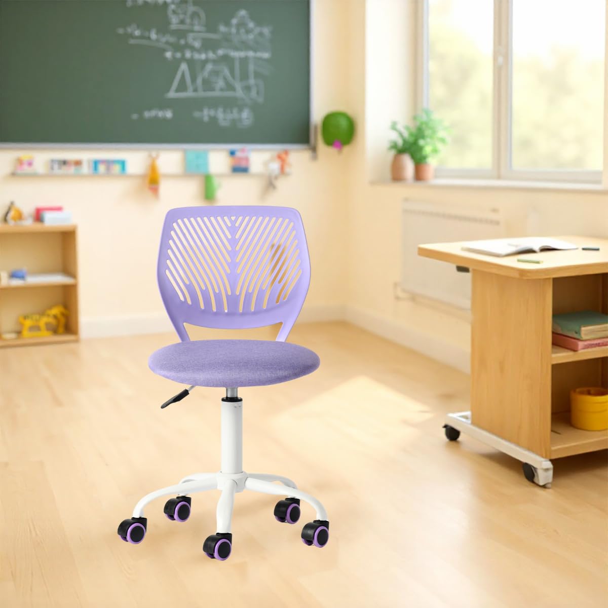 FurnitureR Sedia ergonomica scolastica con schienale in rete traspirante, altezza regolabile, viola morandi