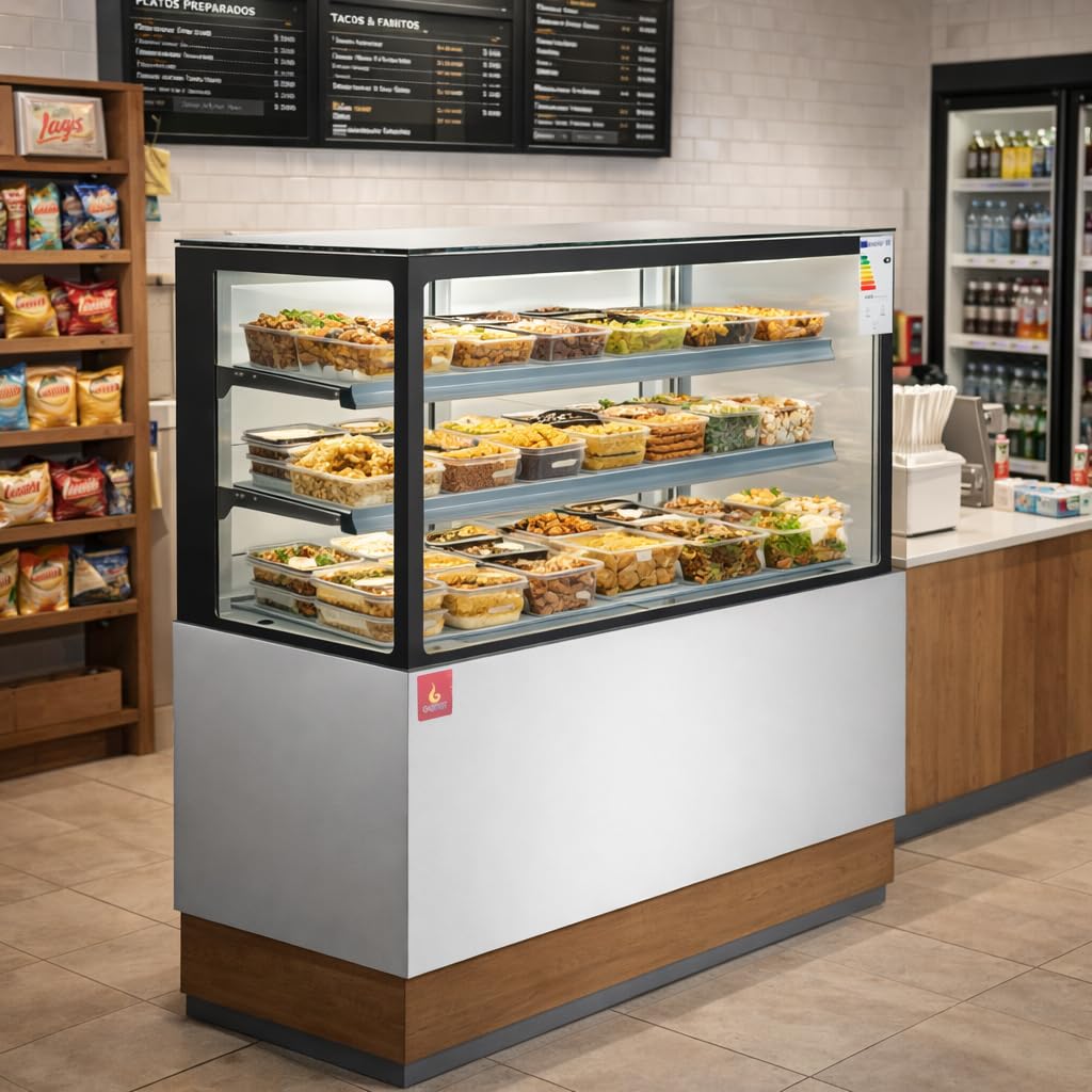 Vitrina Pastelera Refrigerada Cristal, Expositor Refrigerado Ventilado Profesional, LED, Control Digital Carel, 345L / 420L, +2ºC a +8ºC
