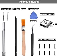 Vista 8 de Paquete de 3 puertos USB C de repuesto para Nintendo Switch, puerto de carga tipo C, conector de carga para consola NS con herramientas