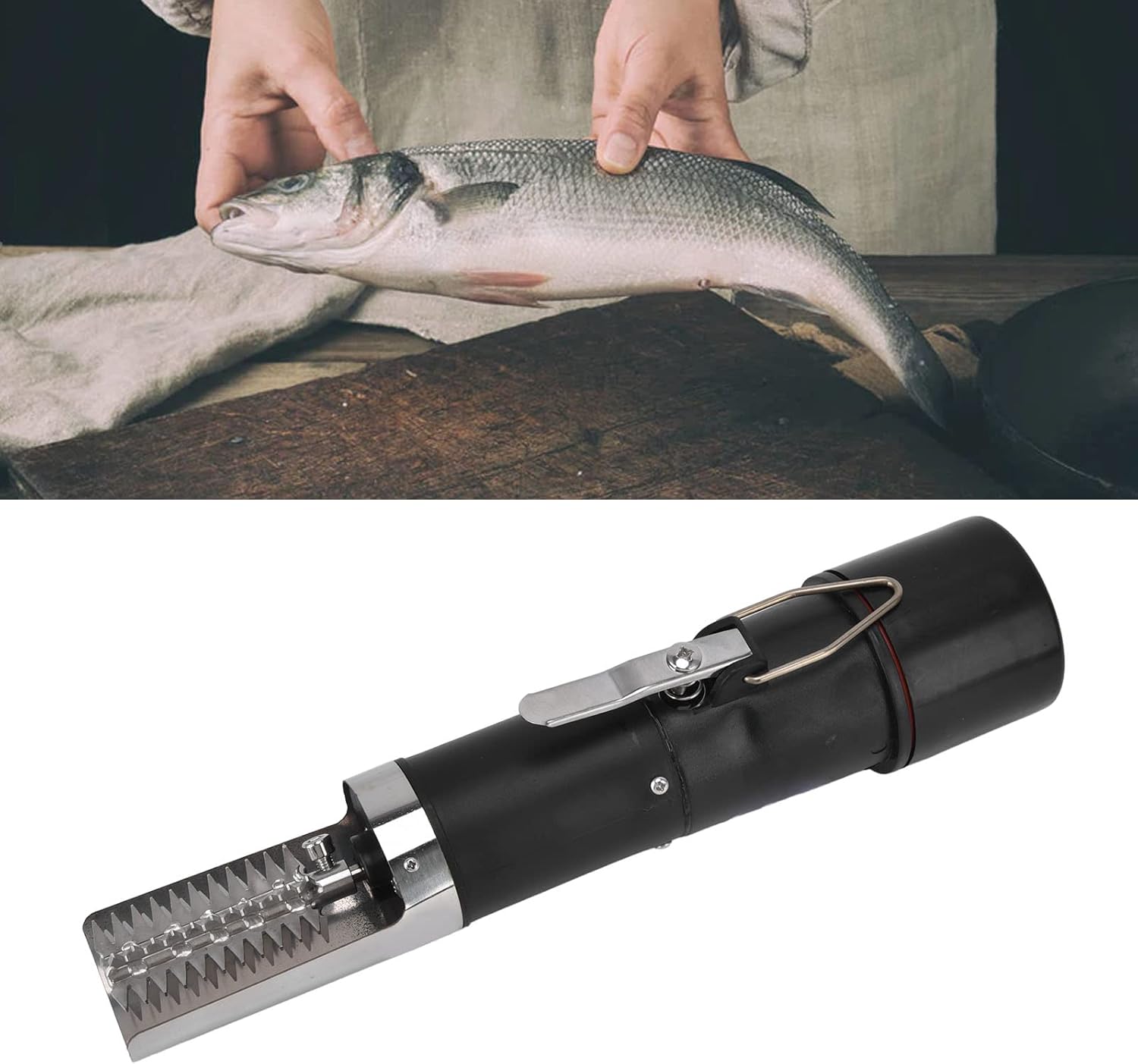 Atyhao Electric Fish Scaler, Handheld Design Fish Scaler 6 Cutter Fish Scale Remover Fish Scraper Fish with Rechargeable Battery (US Plug 100‑240V)