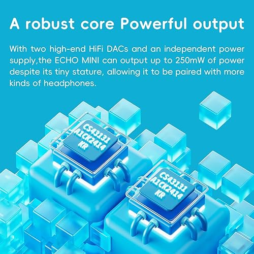 Miniatura 3 de SnowSkyFiiO Echo MINI HiFi Bluetooth MP3 Player, 15 horas de reproducción, control de volumen independiente con salidas de auriculares de 0.138