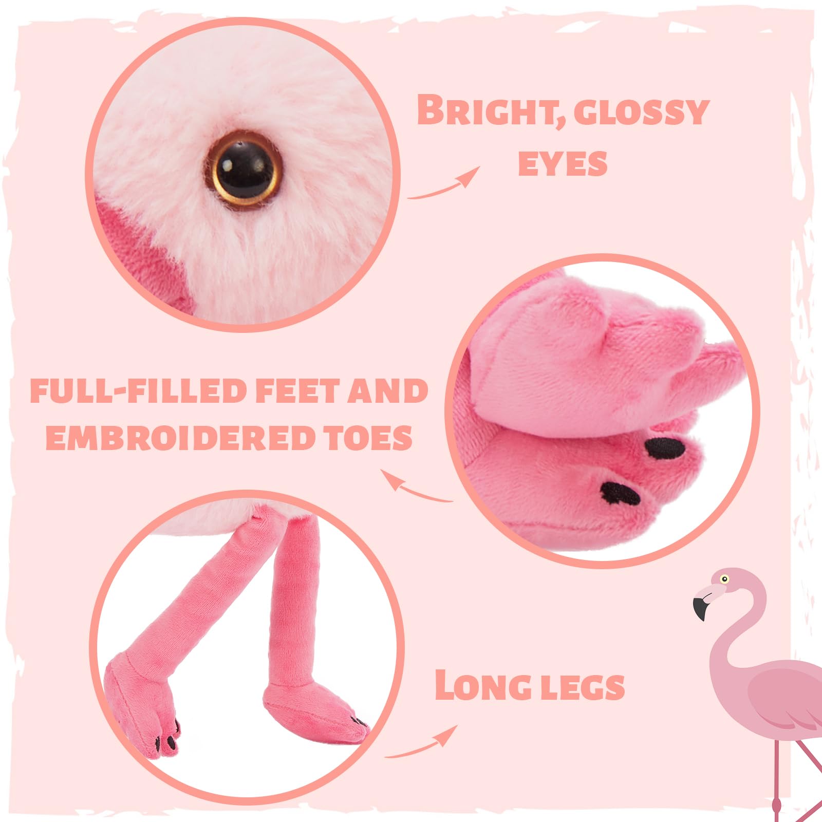 MorisMos 5 stücke Flamingo Kuscheltier XXL Set, 45cm hoch riesen Flamingo Kuscheltier mit Babys im Bauch, weich Plüschtier Stofftier Geburtstag Geschenk für Kinder Baby