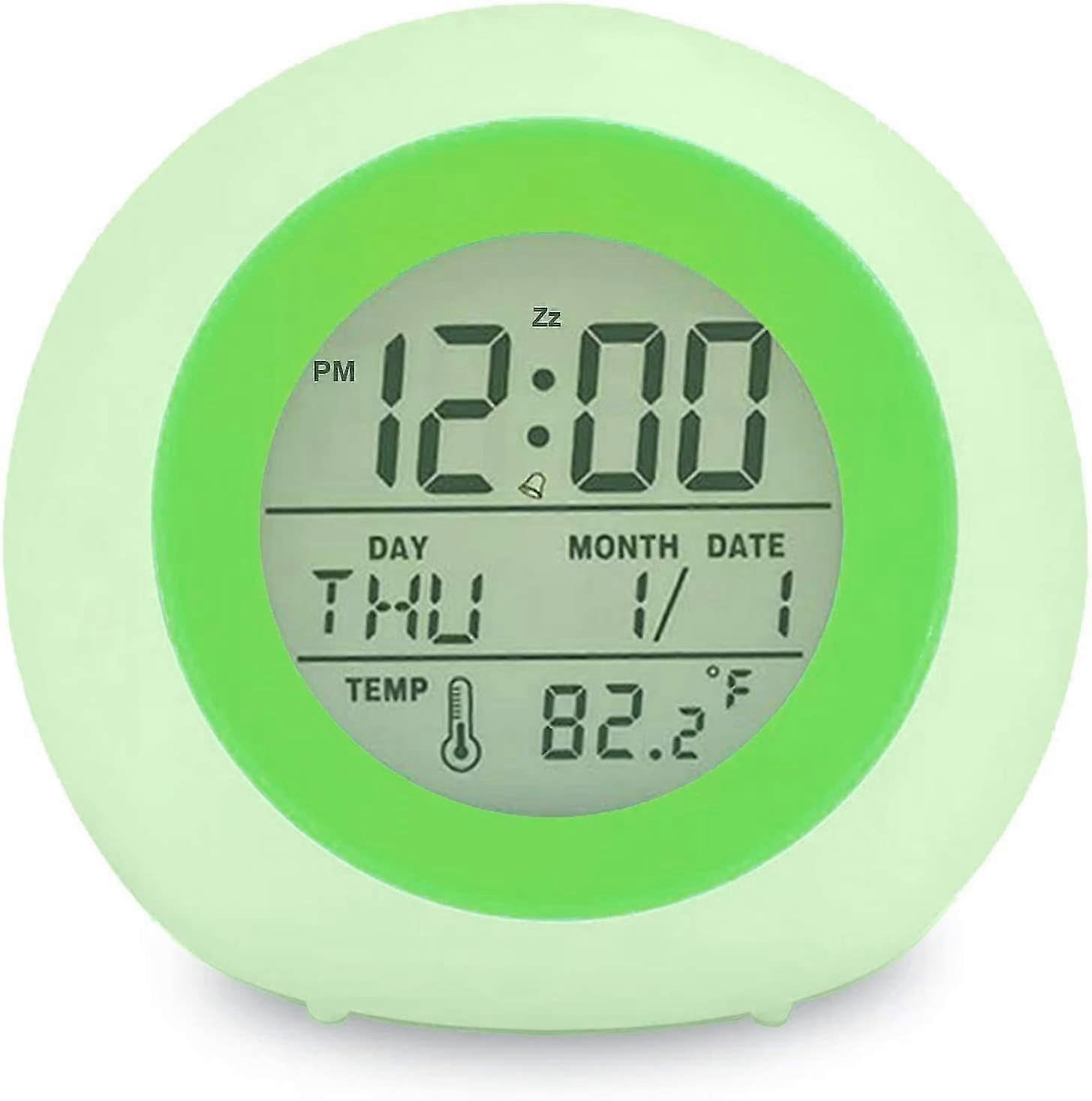 JOYHAPPST Kids Digital Alarm Clock, 7 Color Night Light, Snooze, Temperature Detect For Toddler, Children Boys And Girls, Students To Wake Up At Bedroom, Bedsid