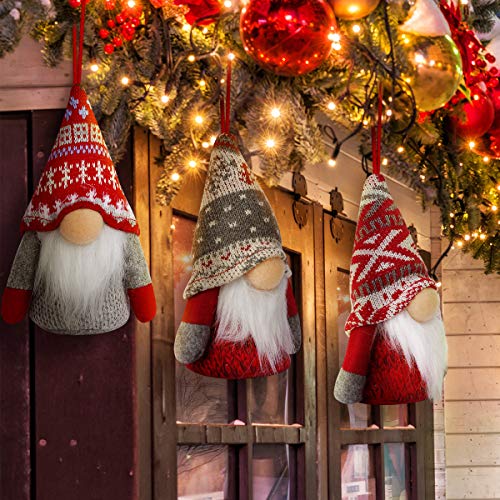 Kmuysl Christmas Gnome Ornaments, 4Pack Christmas Tree Decorations Handmade Swedish Santa Gnomes Ornaments Lights Scandinavian Plush Elf Table Home Decor, Christmas Tree Hanging Decoration #TOP4