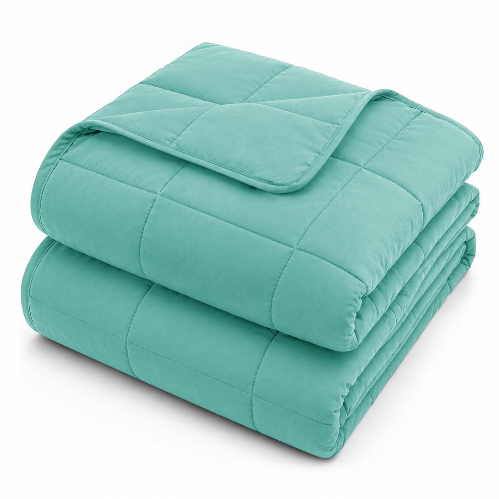 Photo 1 of L'AGRATY Weighted Blanket for Adults 15lbs, 48"x72", Green Twin Full Size Heavy Throw Blanket, Cooling, Breathable, Microfiber with Glass Beads, Big, Washable, All-Season