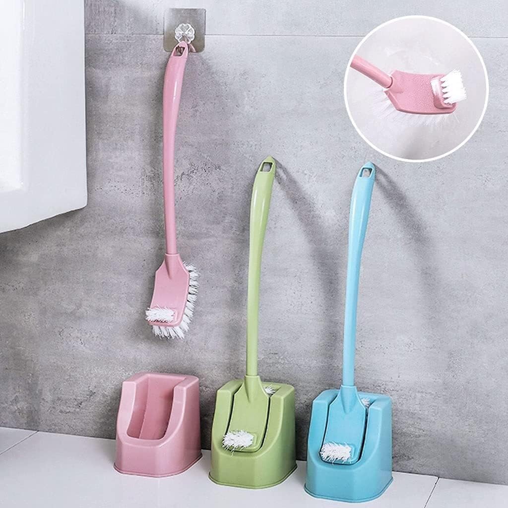 Toilet Brush Set, Compact Toilet Bowl Brush & Holder for Bathroom, Blue Cleaning Brush, Space-Saving Design(Pink Colour)