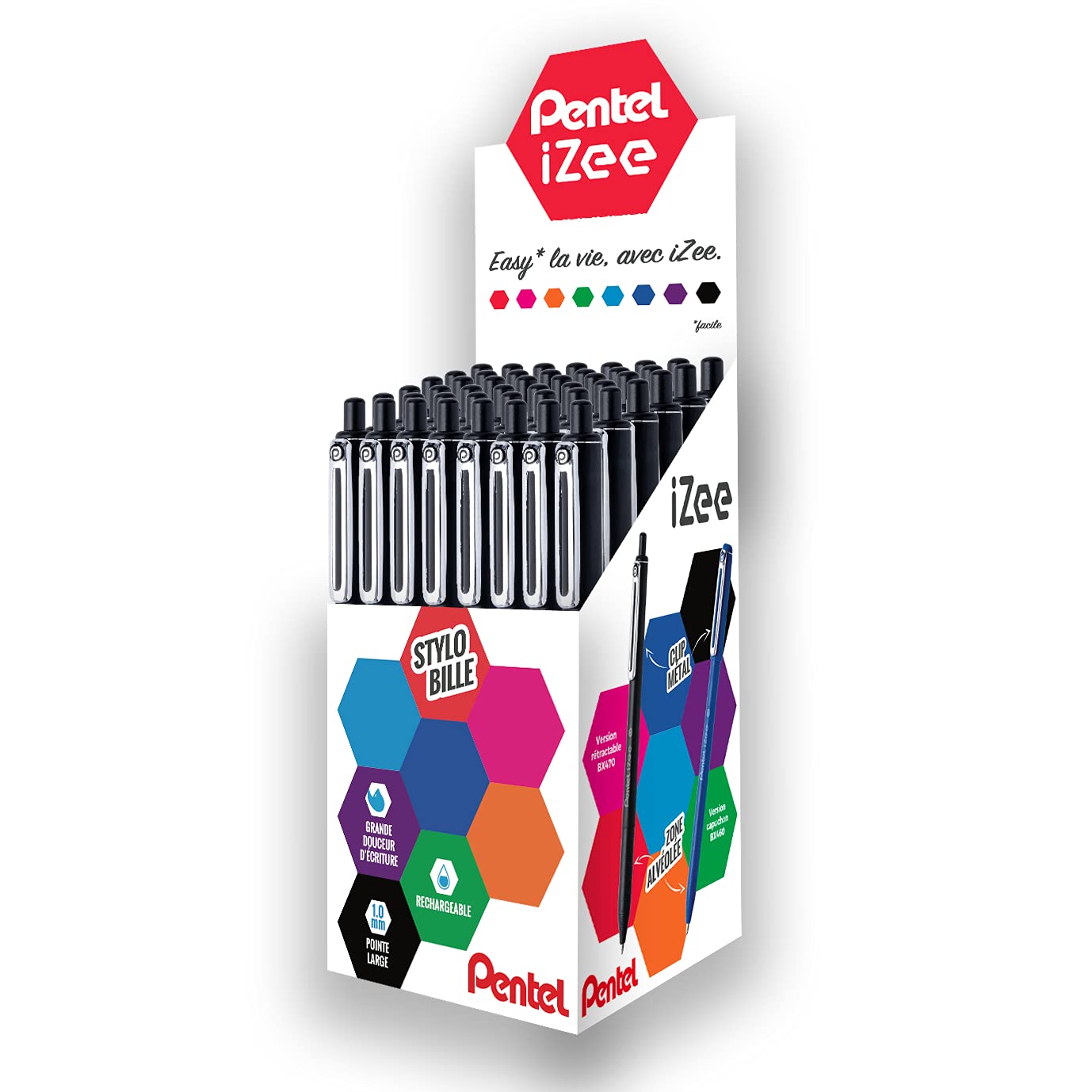 Pentel iZee BX470 Penna a Sfera Retrattile Nera 48 pz