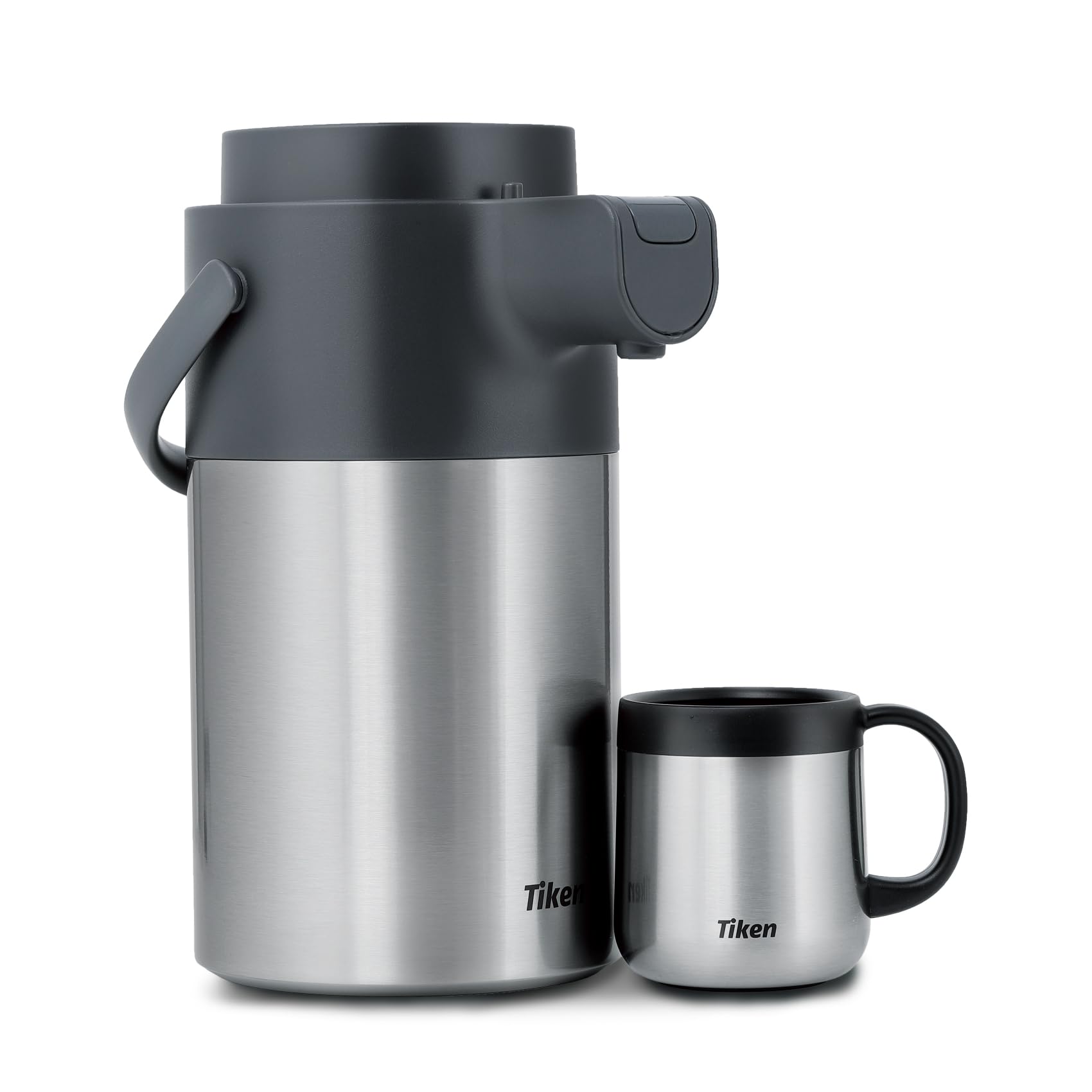 Tiken 3L Pumpkanne Thermoskanne Edelstahl Doppelwandige Vakuum Isolierkanne Kaffeeskanne