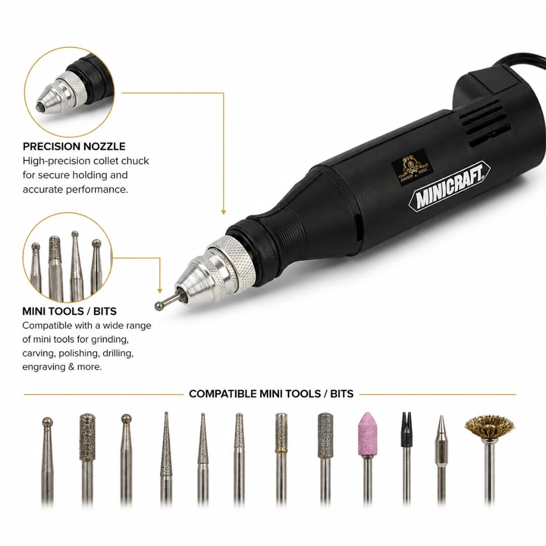 Johnson Tools 12V Minicraft Rotary Machine Drill Tool with Stabilizer and Speed Control For Multiple Uses 2
