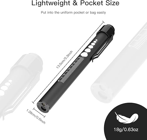 Vista 7 de SEVENKA 2 luces recargables para bolígrafo con medidor de pupila y regla, focos LED para enfermeras y médicos, recargable USB-C, luz cálida/blanca