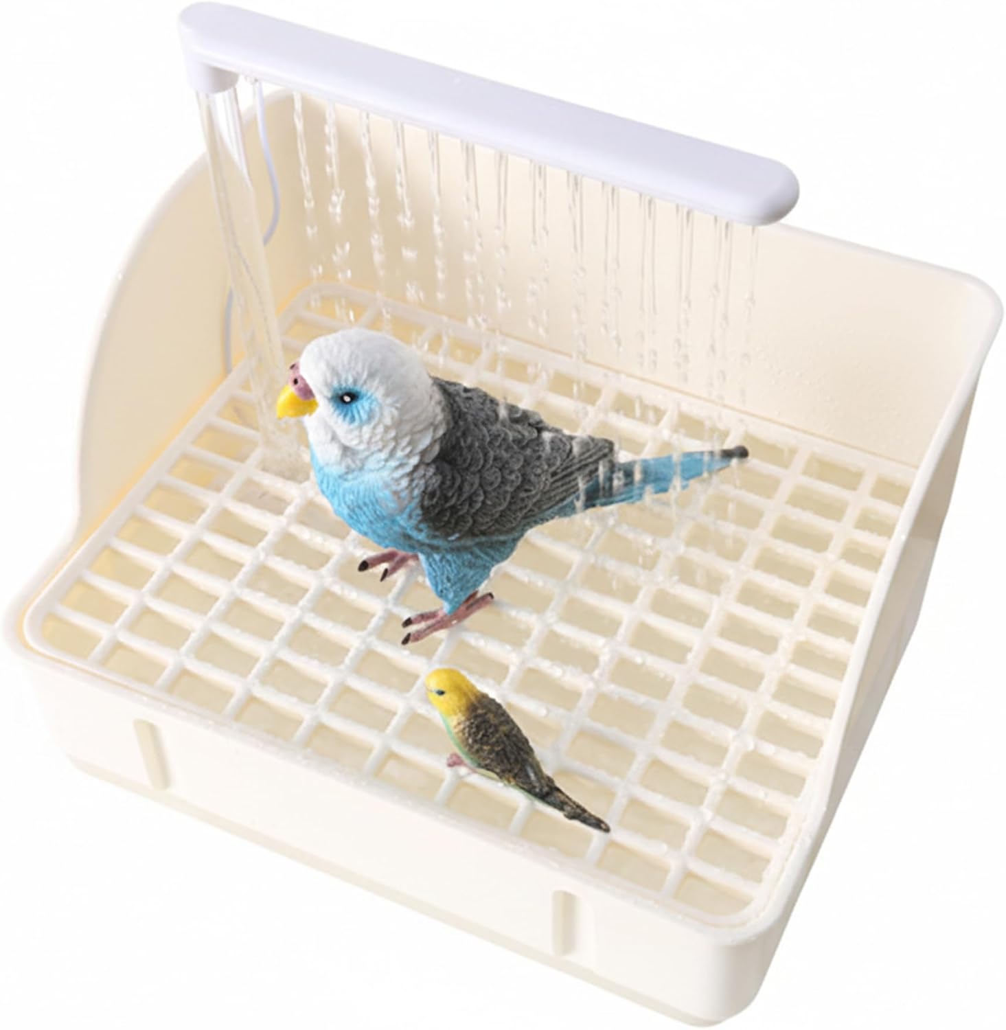 Automatic Bird Bath with Pump Bird Shower for Cage Large Parrot Bath Tub with Running Fountain Dual Modes for African Grey Cockatiel Budgie Lovebird Parakeet Accessories