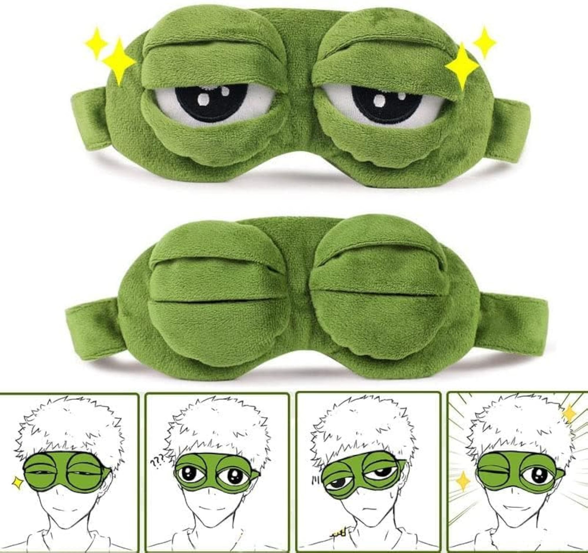 FEORA Sleeping Eye Mask for Women, Soft Plush Frog Design