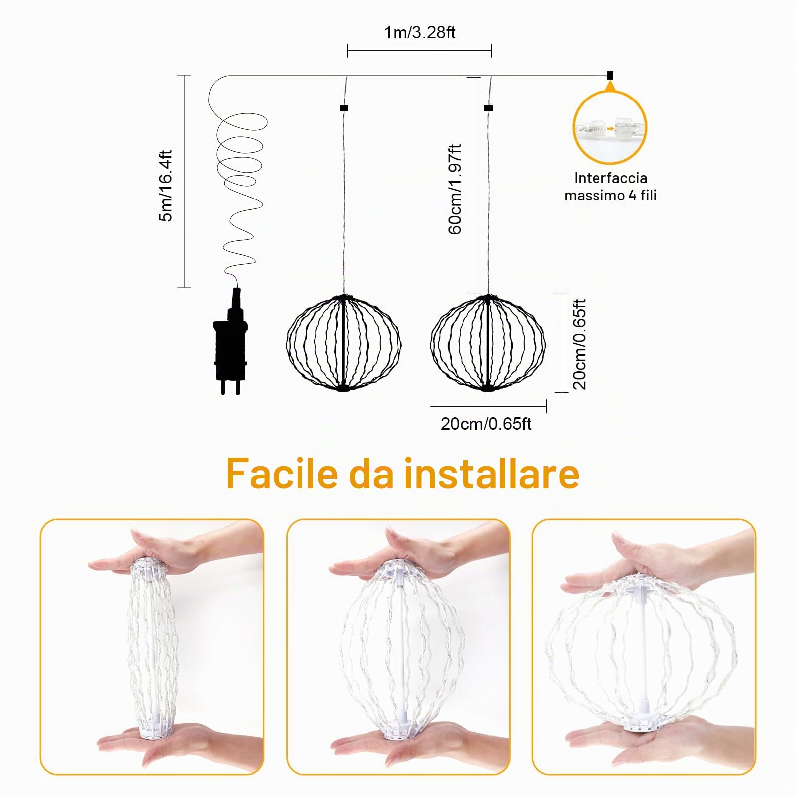 Auting Luci Natale Esterne Sfere LED 81 LED IP65 Timer | Sfere luminose da appendere con spina per finestre giardino balcone e atmosfera natalizia decorativa