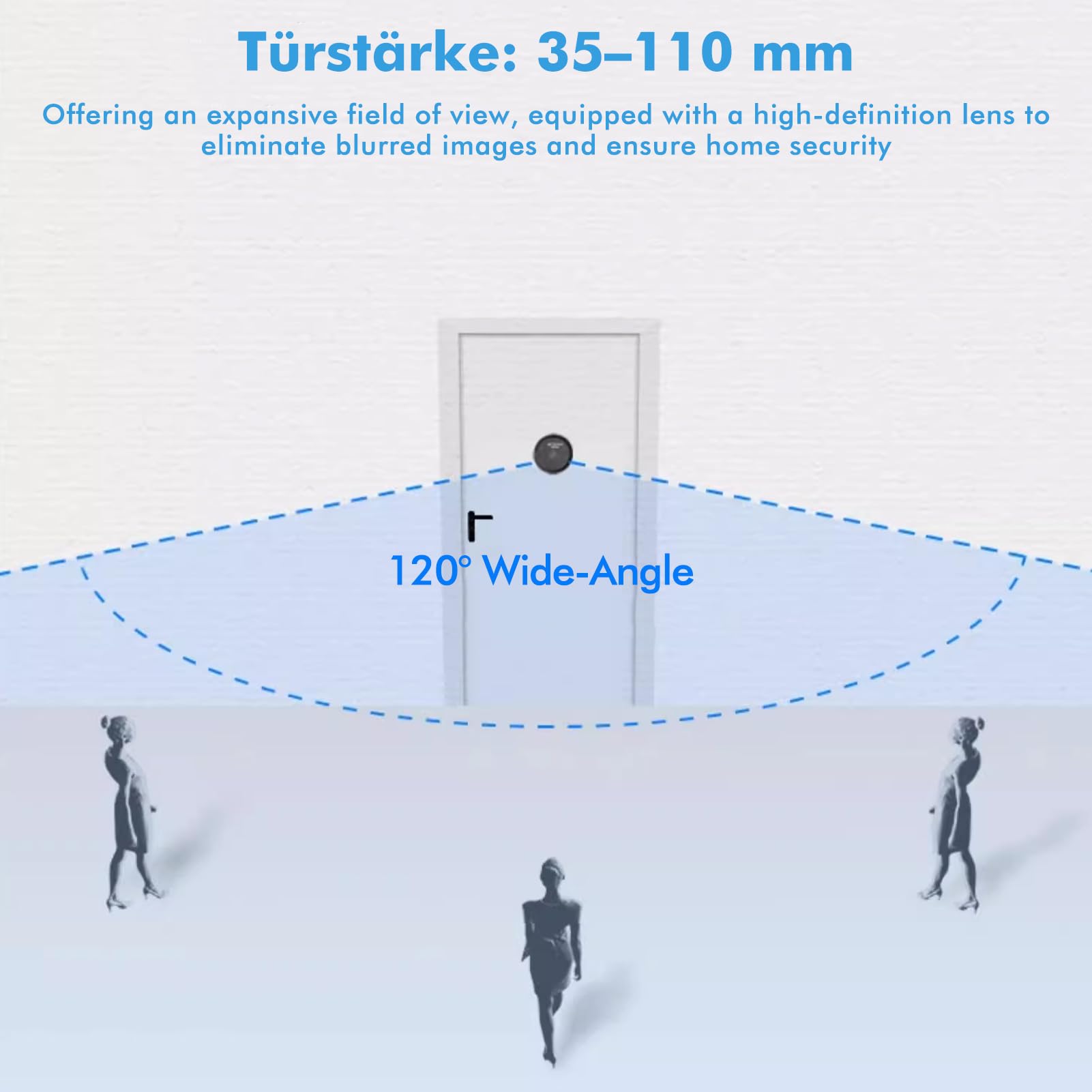 Inteligentny wizjer do drzwi 2,4 cala z kamerą i dzwonkiem do drzwi, szeroki kąt widzenia 120°, noktowizor na podczerwień, obraz HD 0,3 MP, automatyczne nagrywanie, pamięć 32 GB, do drzwi o