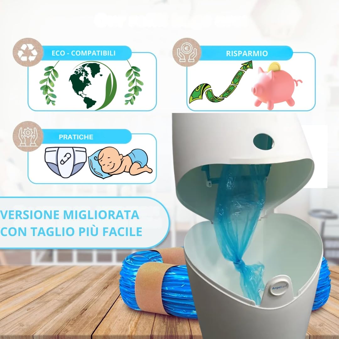 Ricarica compatibile con mangiapannolini Tommee Tippee Twist & Click, Sangenic Tec e Simplee – Confezione da 12 ricariche