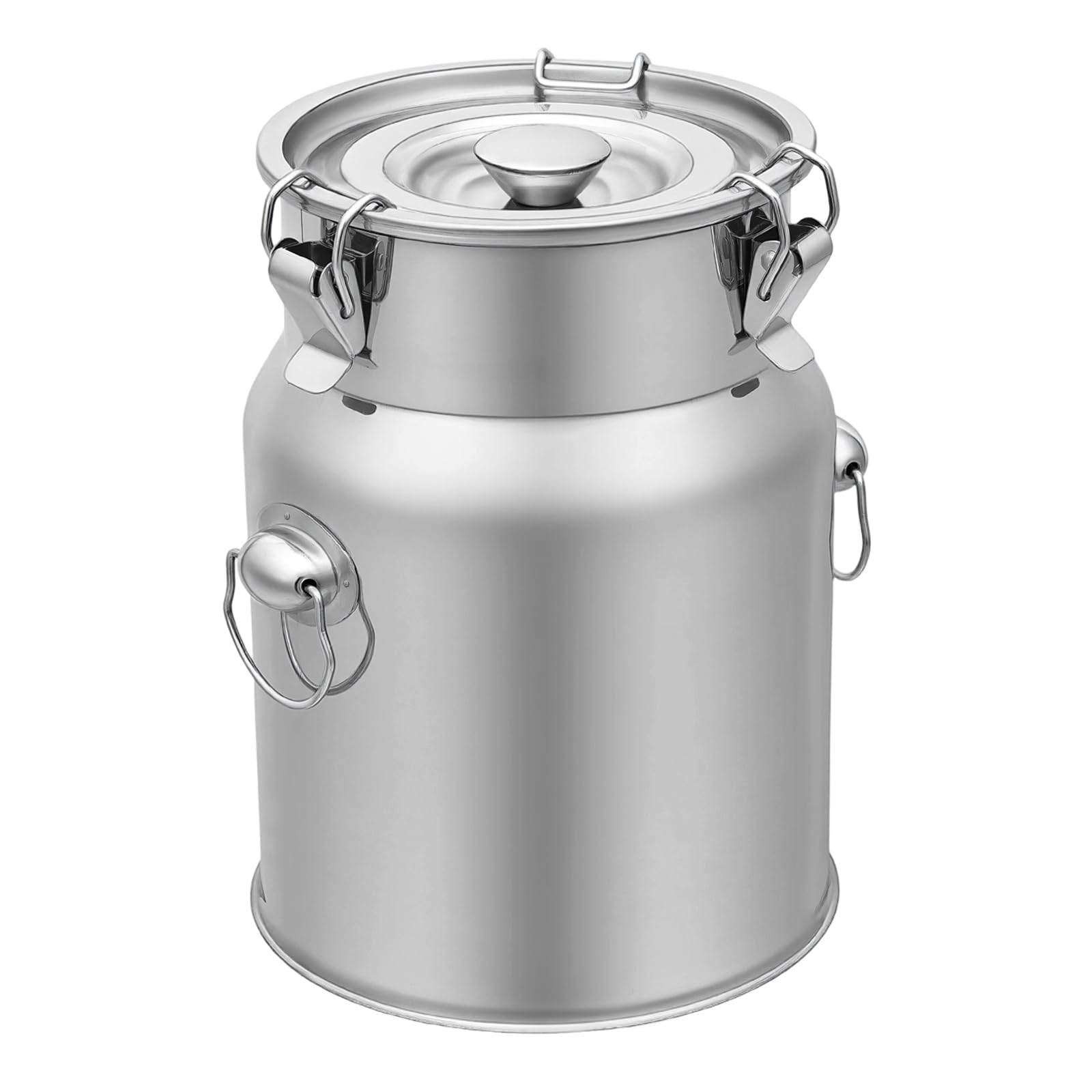 Bricco per latte da 5 l, senza rubinetto, chiusura ermetica, con coperchio ribaltabile, doppio manico, contenitore in metallo per alimenti, latte, olio, cereali, stoccaggio, trasporto, casa