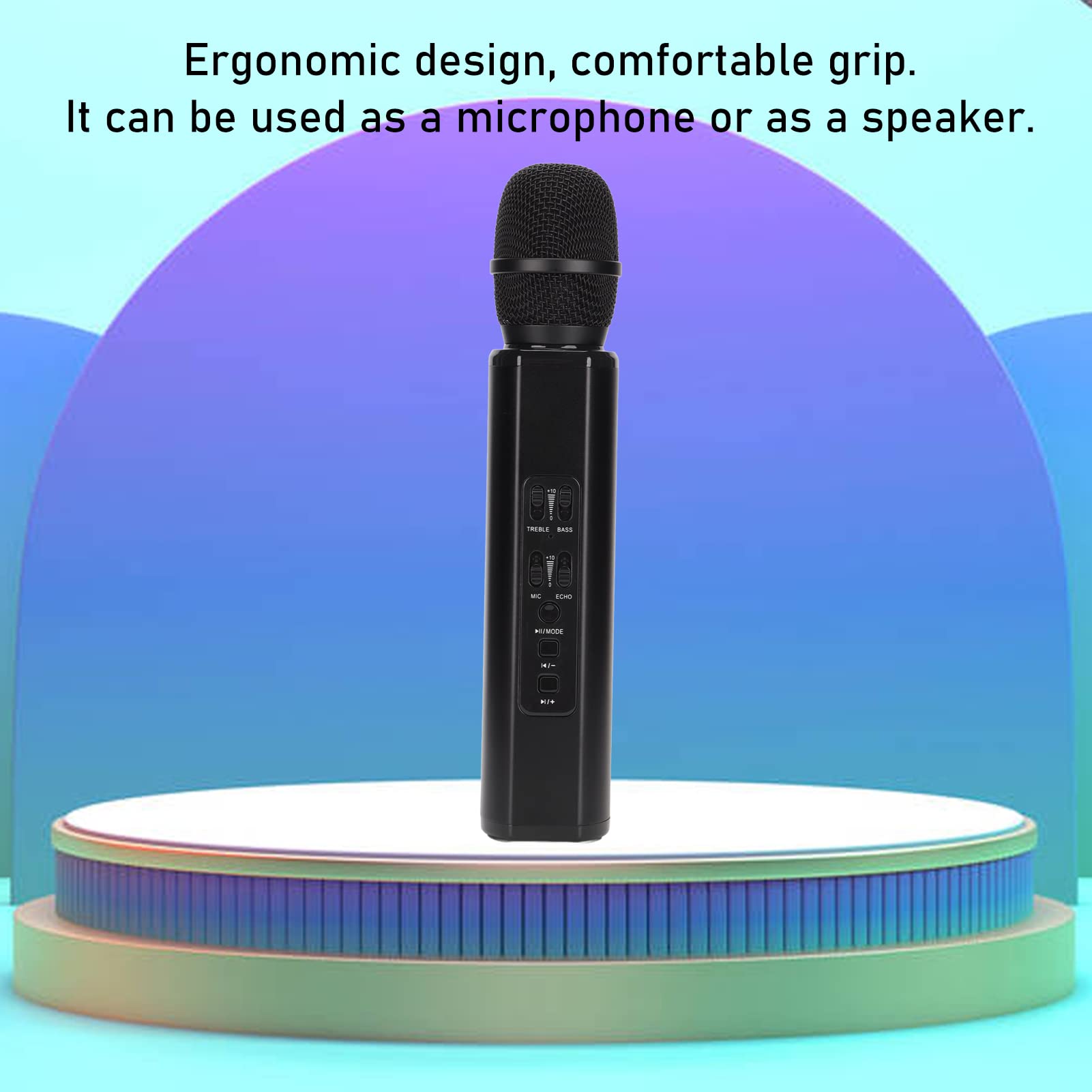K6 Bezprzewodowy mikrofon Bluetooth, przenośny mikrofon ręczny, głośnik, maszyna do smartfonów PC dla dorosłych, na urodziny, przyjęcie rodzinne, KTV, czarny