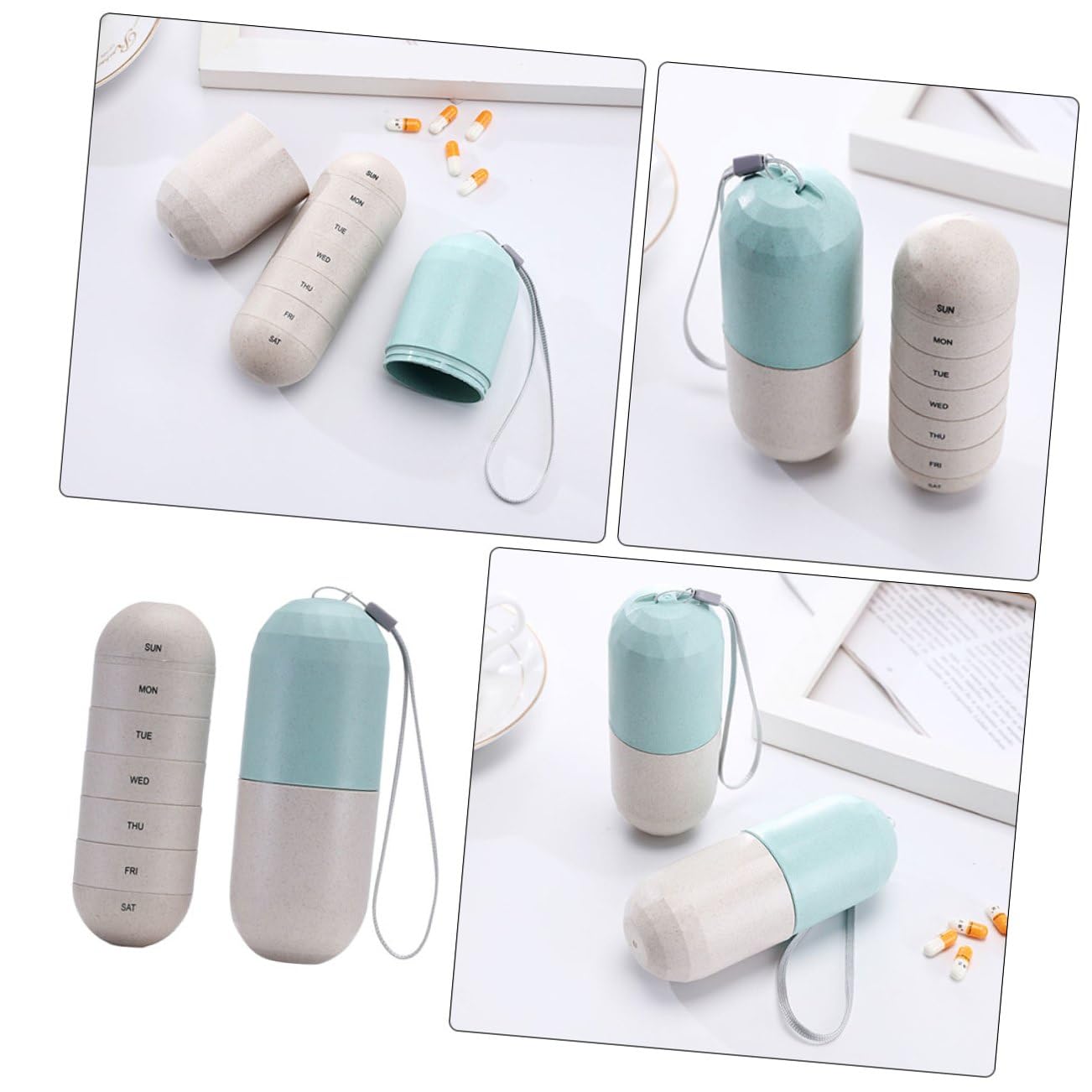 Beaupretty 2 Ensembles pilulier scellé pilulier semainier hebdomadaire boite medicament organisateur hebdomadaire cas 7 jours étui de rangement pour pilules empilable