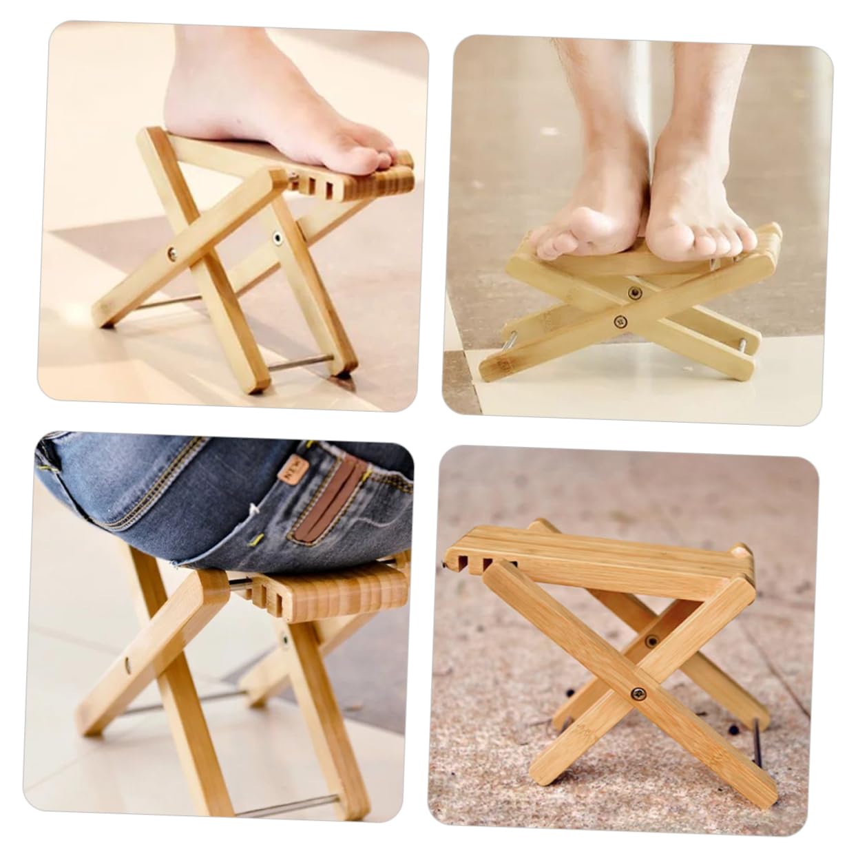Sgabello Poggiapiedi per Chitarra Classica in Legno Marrone Pieghevole e Portatile con Capacità di Carico Elevata e Borsa per Riporre, per Camera da Letto e Ufficio