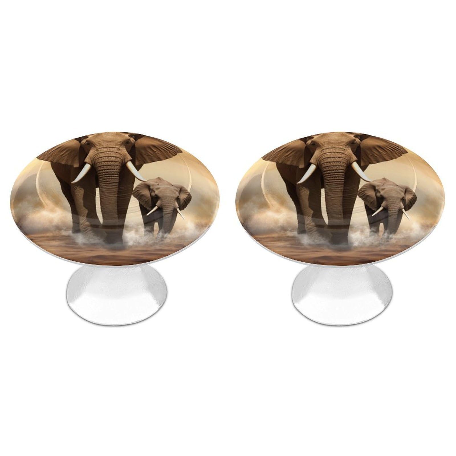 Fodpand White 2 Pack Cabinet Knobs 1.1 Inch Single Hole Drawer Pulls Handles Decorative Elephants Furniture Knobs For Dresser Kitchen Bathroom Cupboard Wardrobe Vanity Closet Door Hardware