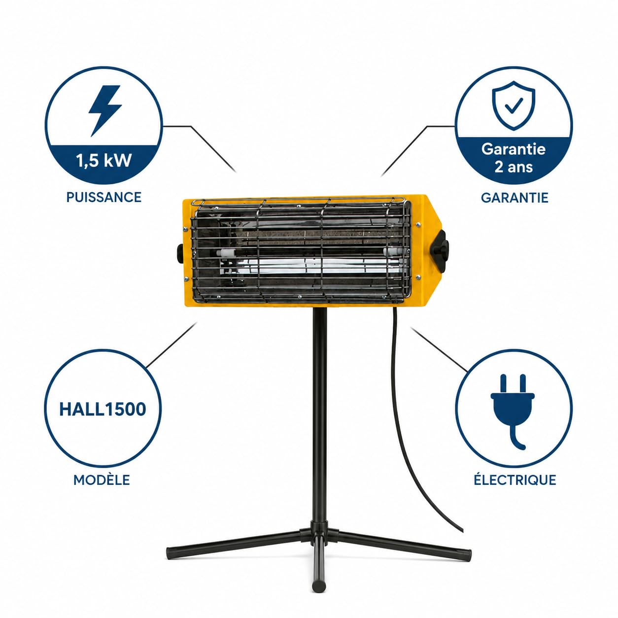 Riscaldatore elettrico a infrarossi principale Hall1500 2KW