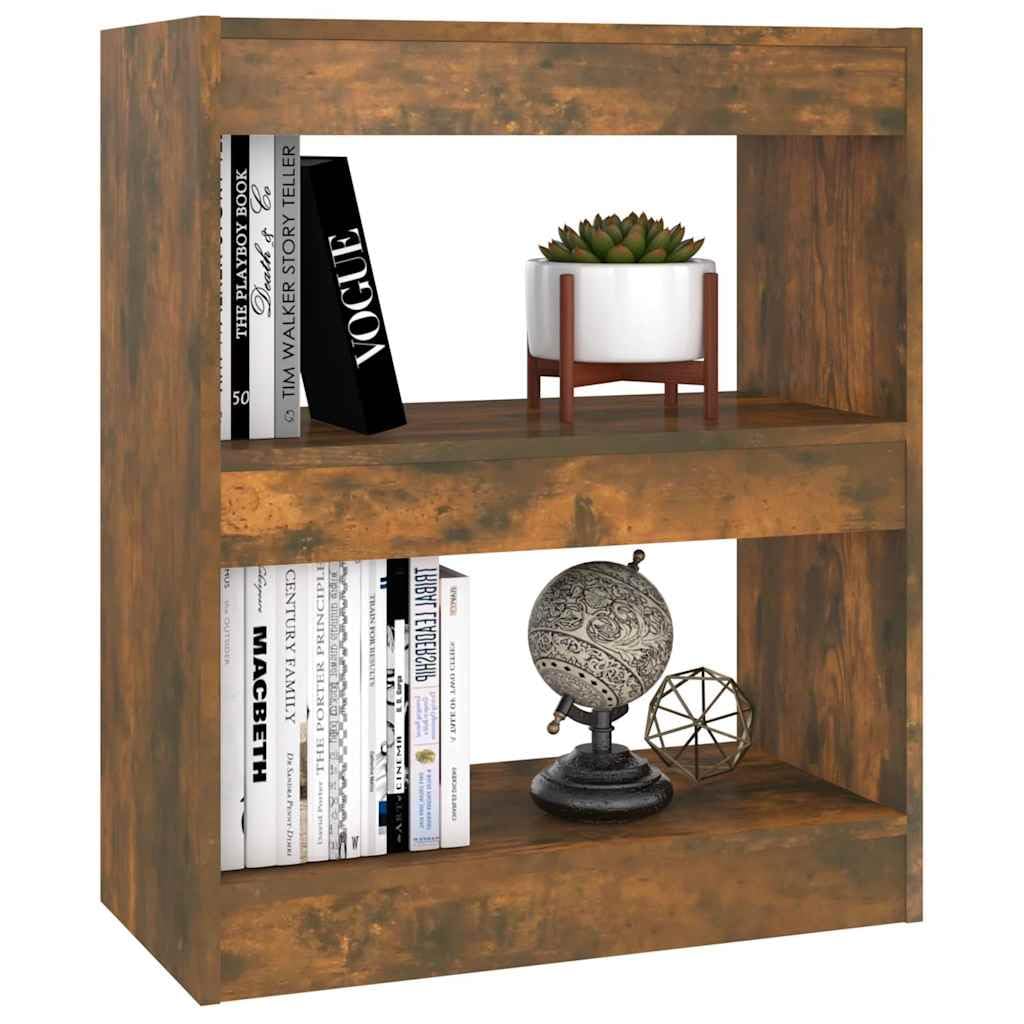 Libreria divisoria 60 x 30 x 72 cm, in legno di quercia affumicata, organizer versatile per soggiorno, corridoio, ufficio, cameretta dei bambini