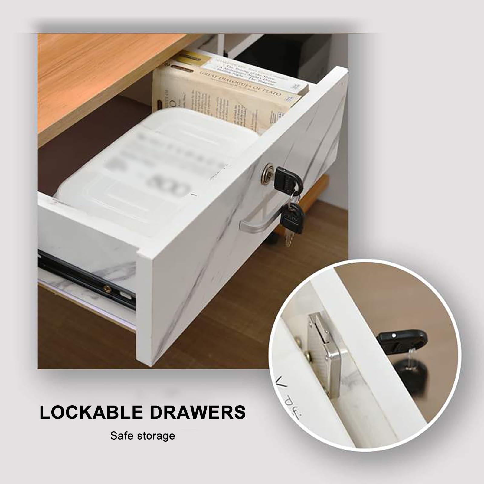 Rezeptionstresen mit abschließbaren Schubladen für Büro oder Einzelhandel, modernes Design, langlebige Konstruktion, ideal für Salon oder Empfangsbereich, Eckplatzierung
