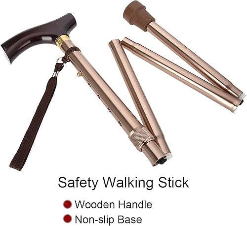 Miniatura 7 de Bastón plegable para hombre, mujer, mango de madera plegable para personas mayores, bastón de seguridad plegable